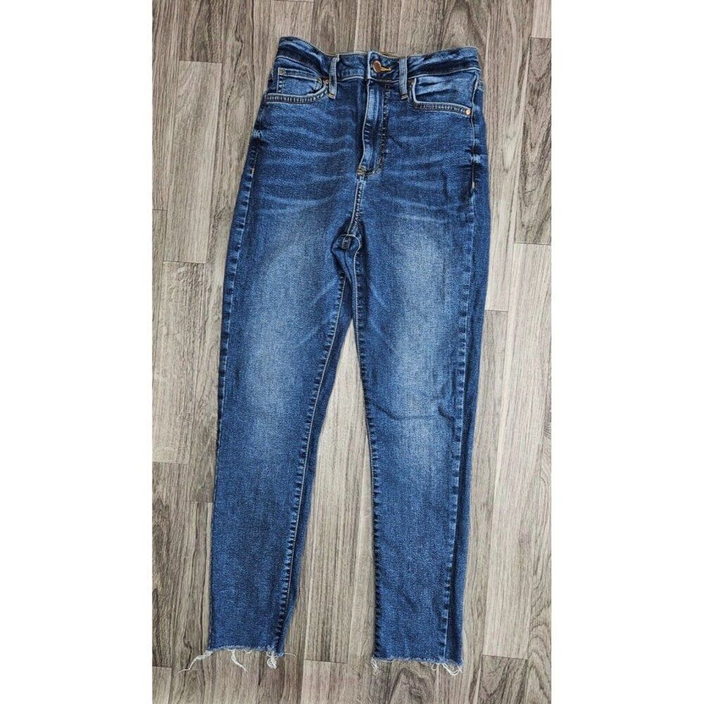 (3/$35) Forever 21 Womens‎ Size 25 Whiskered Fringe Hem Pockets Denim Blue Jeans
